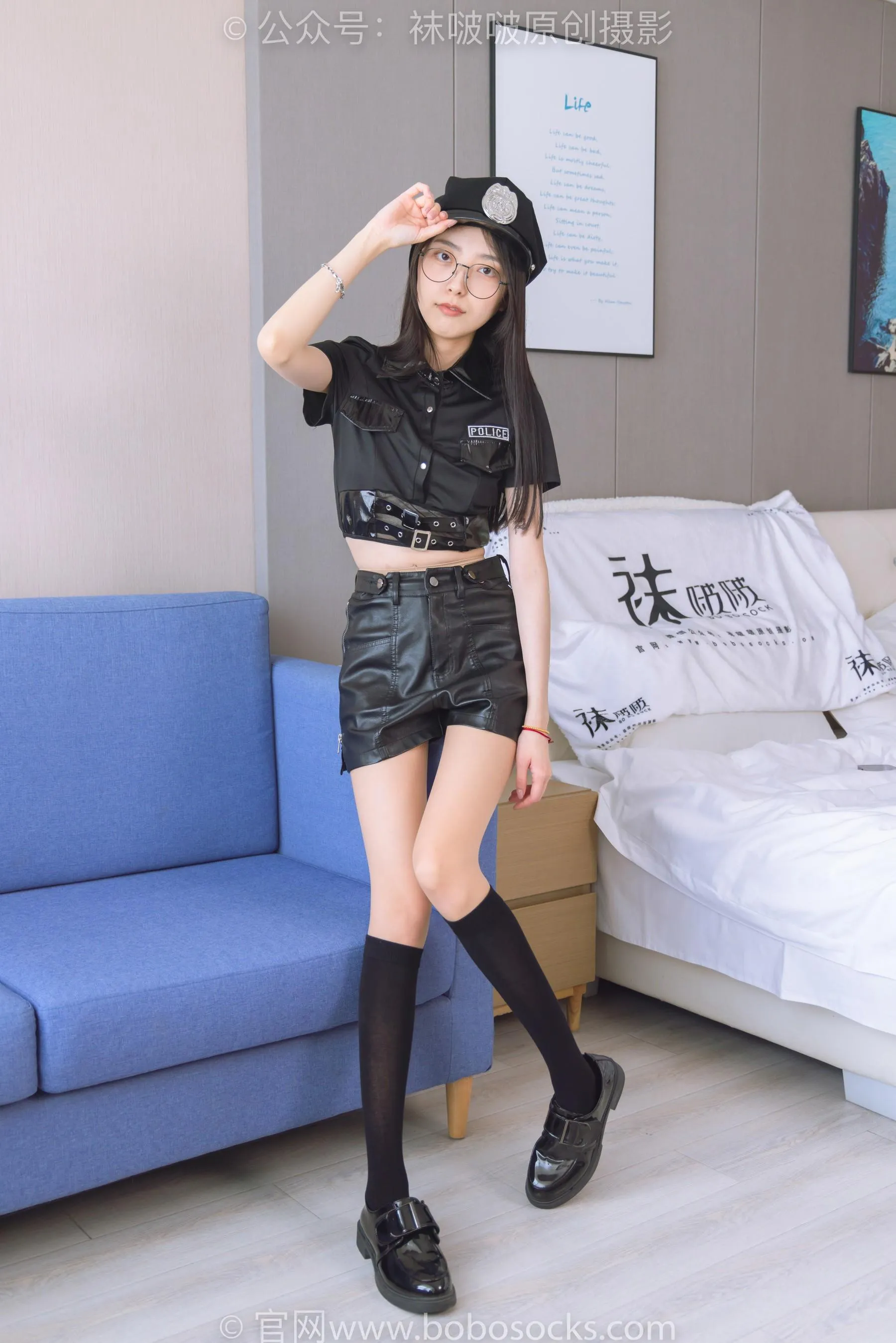 [BoBoSocks袜啵啵]NO.198 稚予-皮鞋、黑色小腿袜、高跟鞋、肉丝 [86P]插图3
